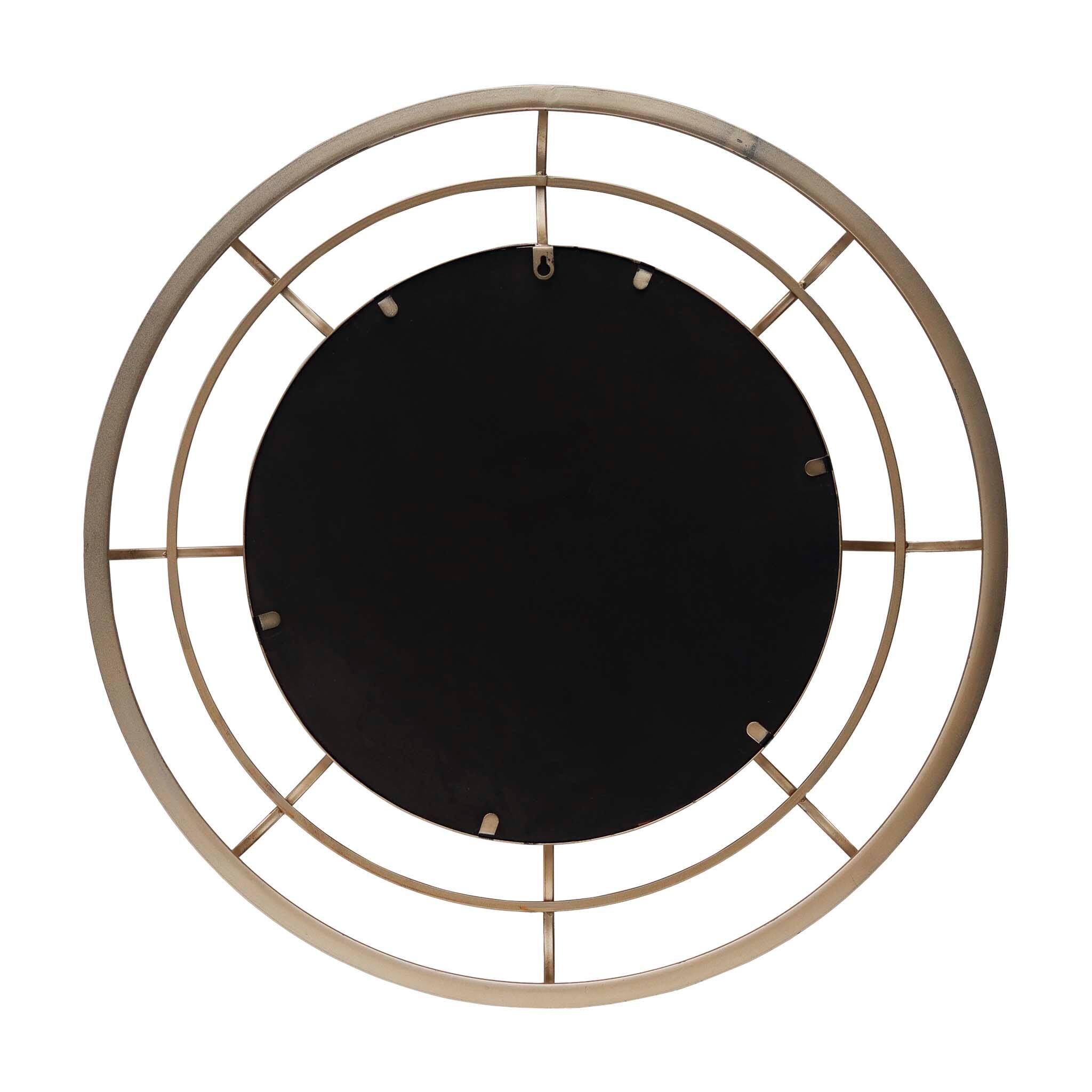 28" Geometric Metal Round Wall Mirror, Antique Bronze Bed Bath